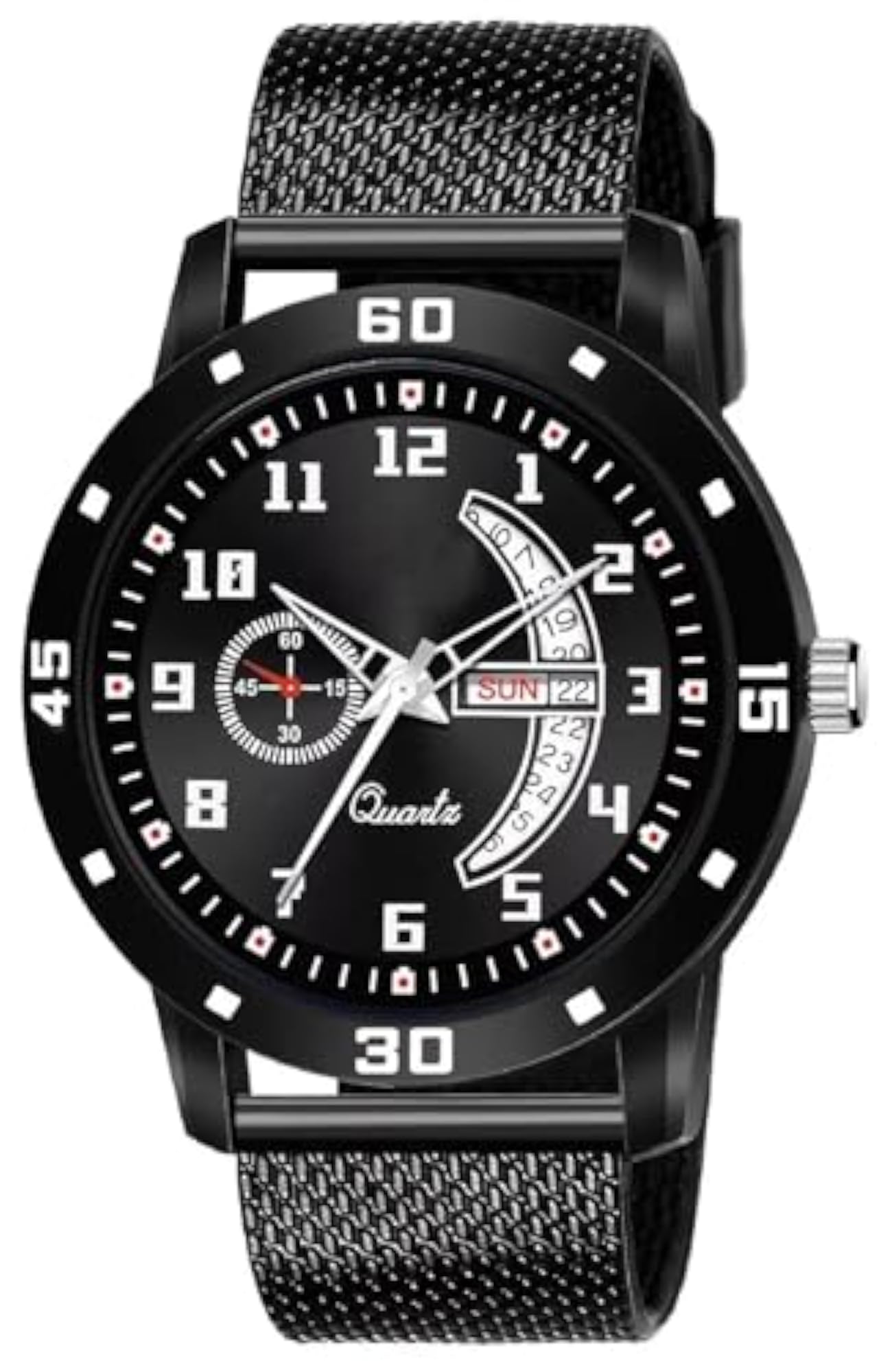 Men's PU Belt Analog Watch with Day and Date Function